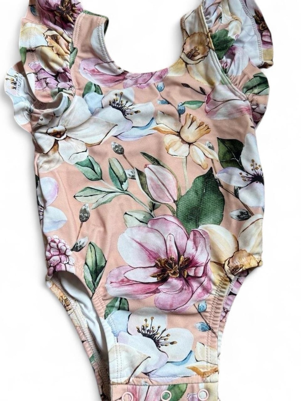 Posh Peanut Toddler Girls Floral Ruffle One-Piece Bathing Suit 12-18m EUC